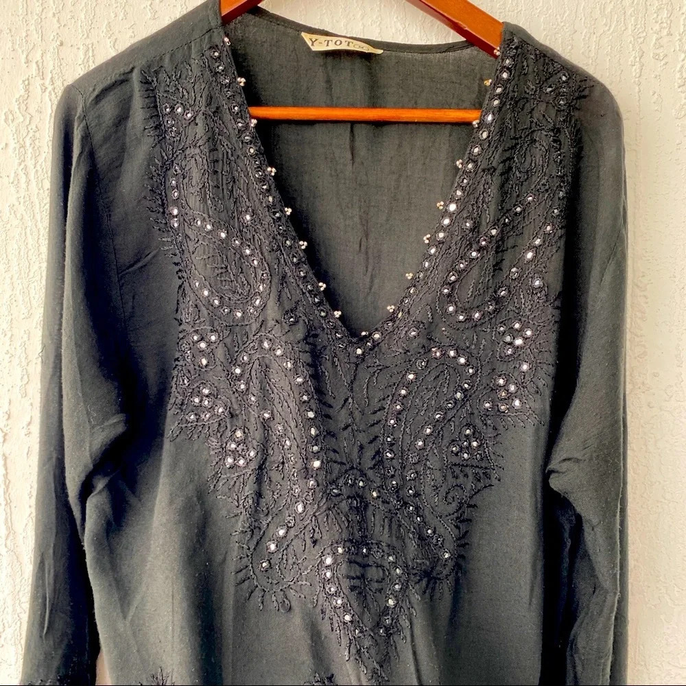 Top India Black M Ytot Embroidered sequins‎ - Picture 5 of 6